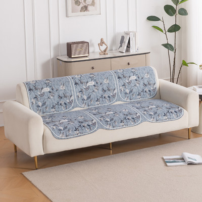 HOKiPO Polyester 3 Seater Sofa Floral Cover(Pack of 1 Frosted Petals)