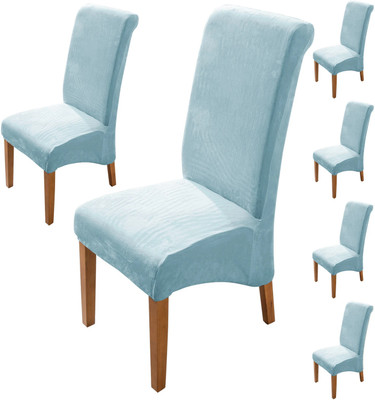 HOKiPO Velvet 6 Seater Chair Plain Cover(Pack of 6 Sky Blue)