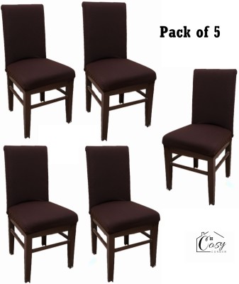 Cosycorner Polyester Plain Chair Cover(Brown Pack of 5)