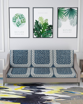 Nendle Velvet 3 Seater Sofa Abstract Cover(Pack of 2 Grey)