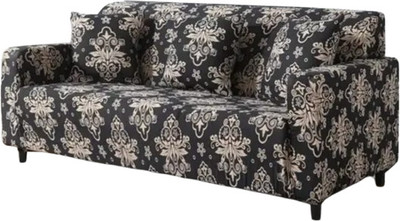 NAYISHI Polyester 3 Seater Sofa Floral Cover(Pack of 1 Black)