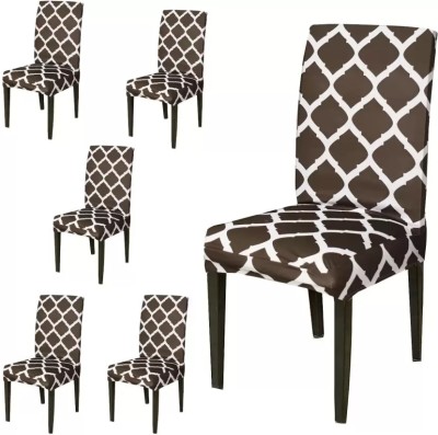 papsun Polyester Geometric Chair Cover(Brown Pack of 6)