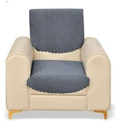 PRAKHARYA Velvet 1 Seater Sofa Plain Cover(Pack of 2 Grey)