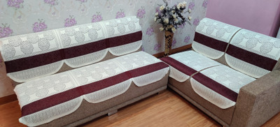 MHF Polyester Striped 3+1+1 Seater Sofa Cover(Multicolor Pack of 6)