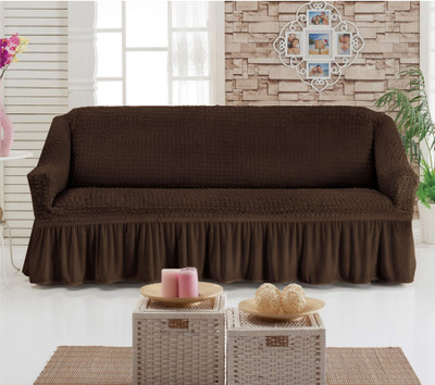 Multitex Polyester Plain 3 Seater Sofa Cover(Brown Pack of 1)