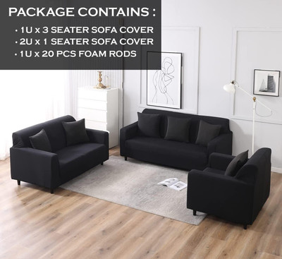TURIYA Velvet, Generic 3+1+1 Seater Sofa Plain Cover(Pack of 1 Black)