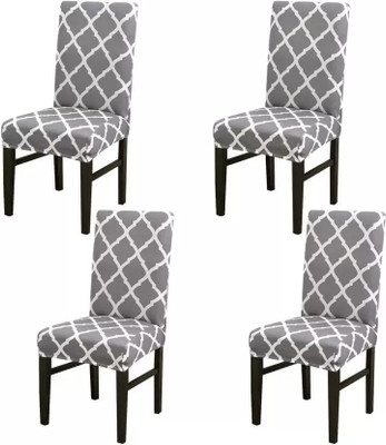 VARIKSH HOMES Polyester Geometric 4 Seater Chair Cover(Grey Pack of 4)
