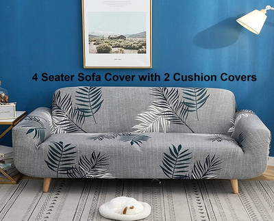 lukzer Polyester Floral 4 Seater Sofa Cover(Dark Grey with Print Pack of 1)