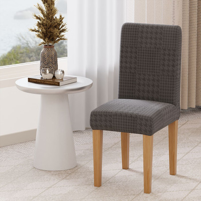 lukzer Jacquard 1 Seater Chair Plain Cover(Pack of 2 Pastel Dark Grey Square Knit)