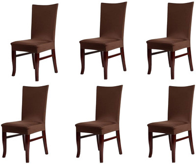 TURIYA Polycotton, Polyester 1 Seater Chair Plain Cover(Pack of 6 Brown)