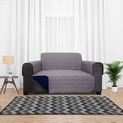 Glassiano Polyester, Cotton 3 Seater Sofa Geometric Cover(Pack of 1 Blue, Multicolor)