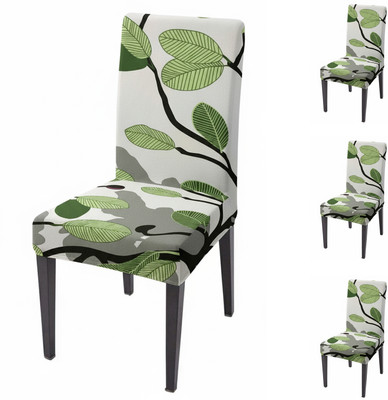 Mintos Polycotton 1 Seater Chair Floral Cover(Pack of 4 Green)