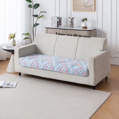 HOUSE OF QUIRK Cotton 3 Seater Sofa Plain Cover(Pack of 1 Sky)