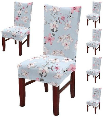 igi Polyester 1 Seater Chair Abstract Cover(Pack of 6 Blue, White)