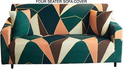 HOUSE OF QUIRK Polyester Abstract 3 Seater Sofa Cover(Pink Pack of 1)