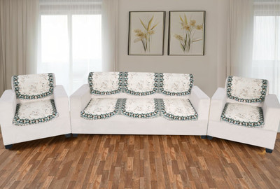 Lzyhome Cotton 3+2 Seater Sofa Striped Cover(Pack of 6 white)