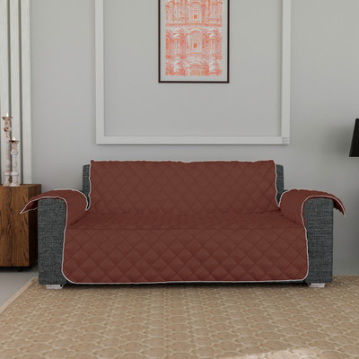 KUBER INDUSTRIES Polyester 3+1+1 Seater Sofa Plain Cover(Pack of 1 Brown, Grey)