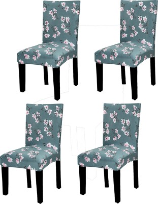 Magic Cover Polyester Floral Chair Cover(Grey Pack of 4)