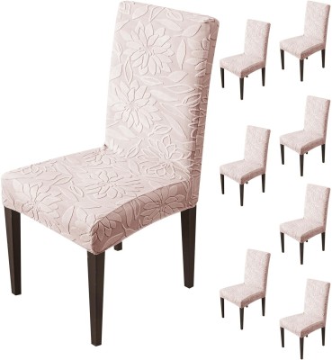 HOUSE OF QUIRK Jacquard Embroidered Chair Cover(Pink Pack of 8)