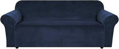 Leoaries Velvet, Silk 3 Seater Sofa Plain Cover(Pack of 1 Blue)