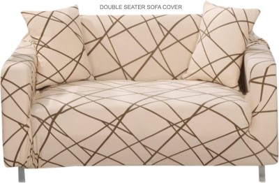 HOUSE OF QUIRK Polyester Checkered Sofa Cover(Beige Pack of 1)