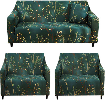 papsun Polyester 3+1+1 Seater Sofa Floral Cover(Pack of 1 Green)