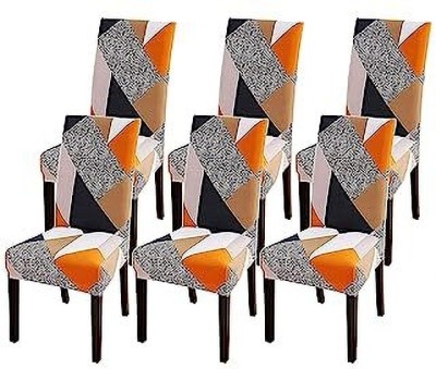 NAYISHI Polycotton Floral Chair Cover(orange Pack of 6)