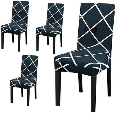 PRABHNOOR Polycotton Checkered 1 Seater Chair Cover(Blue Pack of 4)