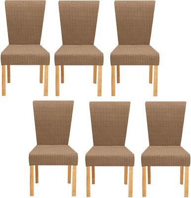 lukzer Polyester Geometric 1 Seater Chair Cover(Beige Pack of 6)