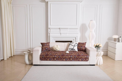Home Cloud Cotton 3 Seater Sofa Floral Cover(Pack of 1 Brown)
