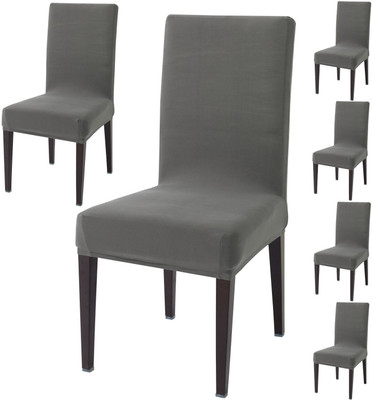 HOKiPO Polyester 6 Seater Chair Plain Cover(Pack of 6 Grey)