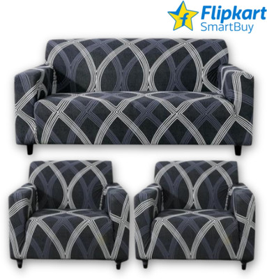 Flipkart SmartBuy Polyester Geometric 3+1+1 Seater Sofa Cover(Grey Pack of 1)
