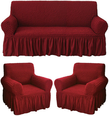 HOUSE OF QUIRK Polyester Embroidered 3+1+1 Seater Sofa Cover(Maroon Pack of 3)
