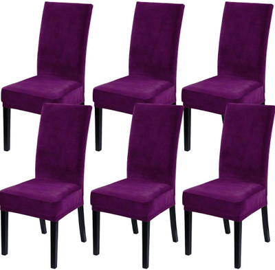 Stuff N' Fluff Polyester Plain 6 Seater Chair Cover(Wine Pack of 6)