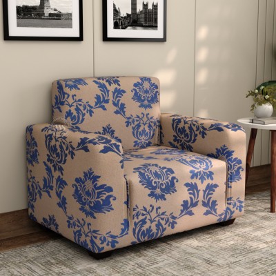 Wooden Street Polyester Floral Sofa Cover(Blue Pack of 1)