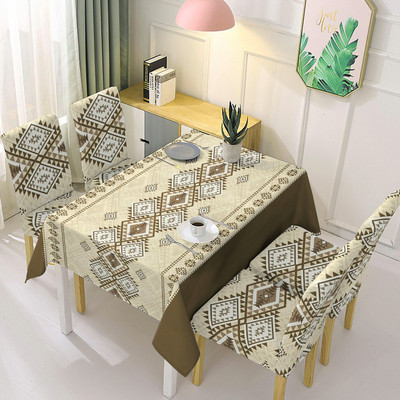 HOKiPO Polyester 4 Seater Chair Abstract Cover(Pack of 5 Moss Brown)