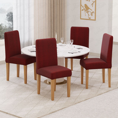 lukzer Jacquard 1 Seater Chair Plain Cover(Pack of 4 Pastel Deep Maroon Zigzag)
