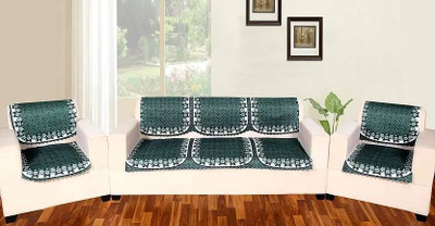 shringoori creations Polyester 3+1+1 Seater Sofa Floral Cover(Pack of 1 Green Printed Sofa Panel (5*2) 10PCS)