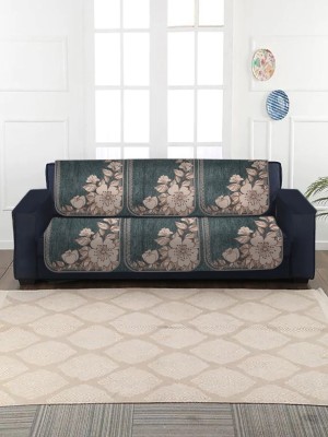 Multitex Jacquard Floral Sofa Cover(Green Pack of 2)