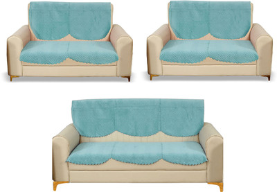 Fashion Throw Velvet 3+2 Seater Sofa Geometric Cover(Pack of 6 Turquoise)