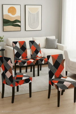 igi Polyester Abstract 1 Seater Chair Cover(MULTICOLOR Pack of 4)