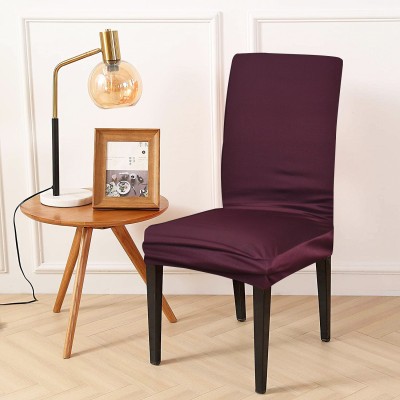 ohello Polycotton Plain Chair Cover(Maroon Pack of 4)