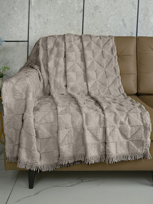 Saral Home Cotton Abstract 3 Seater Sofa Cover(Grey Pack of 1)