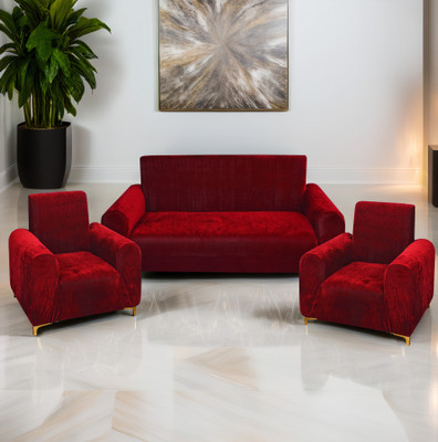 Rabhnoor Velvet 3+1+1 Seater Sofa Plain Cover(Pack of 3 Maroon)