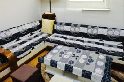 EASTTARDOMM Polycotton 3+2+2 Seater Sofa Floral Cover(Pack of 5 Black)