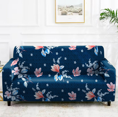 Rabhnoor Polyester 3 Seater Sofa Floral Cover(Pack of 1 Blue)