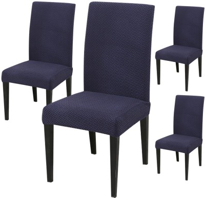 Magic Cover Jacquard Embroidered Chair Cover(Navy Blue Pack of 4)