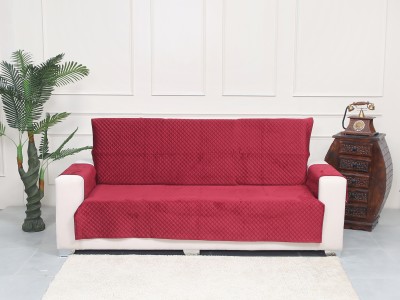 RRB TEXTILE Velvet Plain Sofa Cover(Maroon Pack of 1)