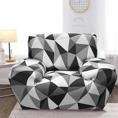 B BESTILO Polyester Geometric 1 Seater Sofa Cover(Black Pack of 1)