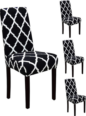 Magic Cover Polyester Abstract 1 Seater Chair Cover(Black Pack of 4)